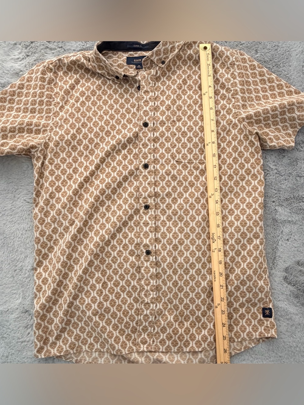 Roark The Artifacts of Adventure Scholar Oxford Geometric Short Sleeve Shirt M - Picture 7 of 11